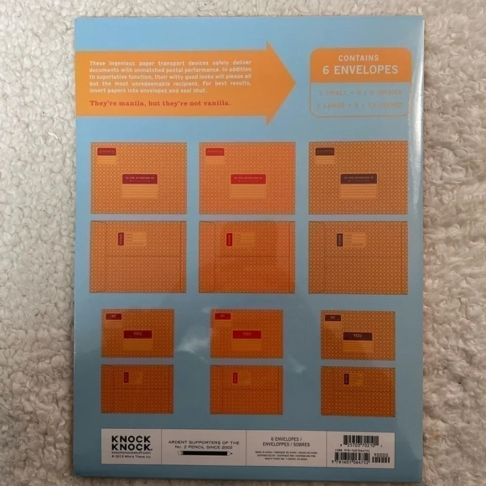 Knock Knock 6 Pack of Manila Not Vanilla Envelopes